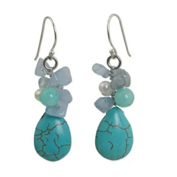 Aqua Blue NOVICA Earrings NWT - Picture 7 of 7